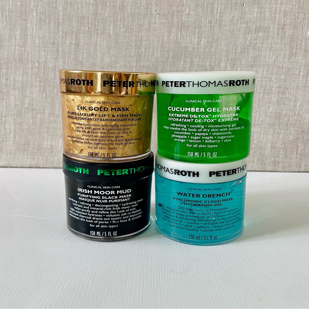 Peter Thomas Roth Face Mask LOT 24k Gold Mud Hyaluronic Acid Cloud Cucumber